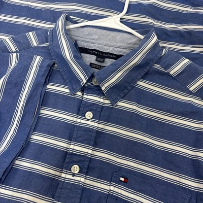 Tommy Hilfiger Mens Blue And White Stripe Classic Fit 3XL Preppy Classic Casual - Image 1 of 4