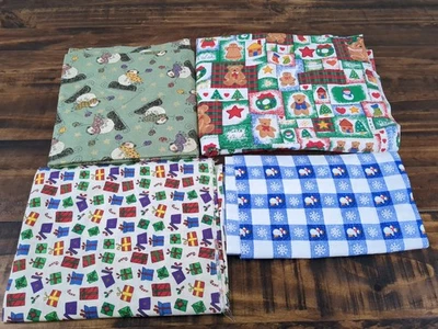 Lote de tela, tema de Navidad, osos, medias, muñecos de nieve, regalos, 2 lb 3 oz Foto 1 de 4