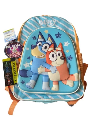 BBC STUDIOS Bluey & Bingo 17" Light-Up Stars & Stripes Backpack, Keychain New Ships Fast
