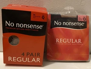 No Nonsense Pantyhose  Lot Reinforce Toe Sz Q Tan MZ4 4pr + 026 Tan NIP USA Made - Picture 1 of 6