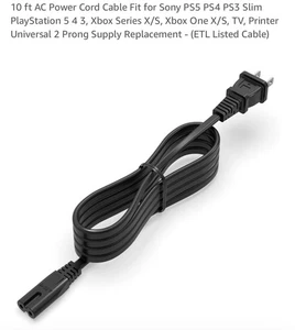 10Ft Polarized AC Power Cord 2 Prong Figure 8 For Sony Samsung Tv Printer Laptop - Picture 1 of 4