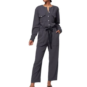 Faherty Women’s Dream Organic Cotton Gauze Jumpsuit Shell Buttons in Grey - Picture 1 of 10