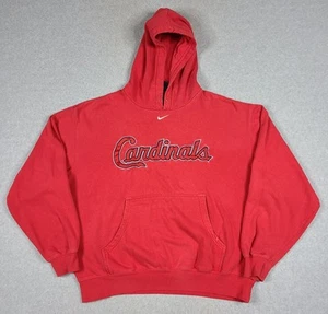 Vintage Y2K St. Louis Cardinals Hoodie Mens Large Center Swoosh Red Embroidered - Picture 1 of 12