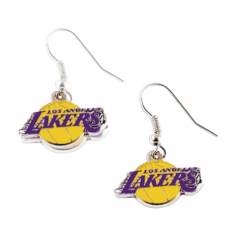 Los Angeles Lakers NBA Logo Silver Dangler Earrings Hypo-Allergenic Cover