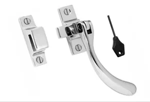 Samuel Heath Locking Pear Hook Plate Casement Fastener With Key Polished Chrome - Picture 1 of 7