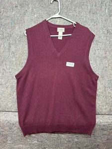 LL Bean Vest Mens Burgundy V Neck Lamb Wool Pullover Size M - Picture 1 of 6