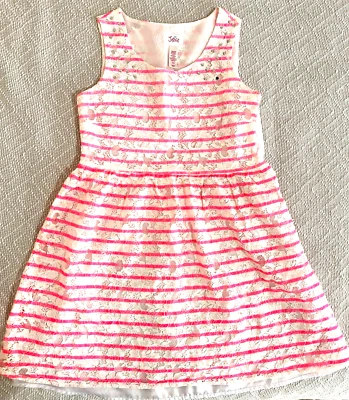 Vestido Justice Girl Verano Ligero Encaje Rosa/Blanco Talla 14 Foto 1 de 4