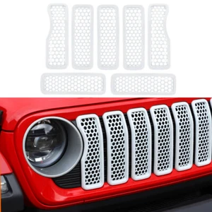 7X White Front Grille Inserts Mesh Grill Frame Covers for Jeep Wrangler JL 2024+ - Picture 1 of 20