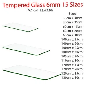 Clear Tempered Glass Shelf Panel Storage Sheet Shelving Display Bathroom Shelves - Picture 1 of 11