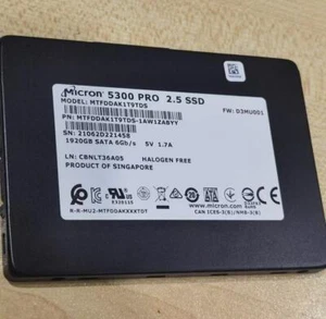 1.92TB Micron 5300 PRO SSD SATA 2.5" Server Data Center SSD MTFDDAK1T9TDS - Picture 1 of 5