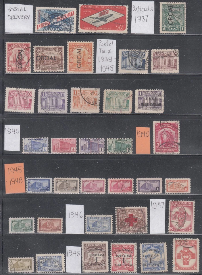 Colombia todo sonido y usado reverso de colección de libros 1937-1948 Foto 1 de 1