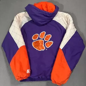 Clemson Tigers Starter Vintage Full Zip Heavy Puffer Hoodie Jacke Mantel Pullover - M - Bild 1 von 18