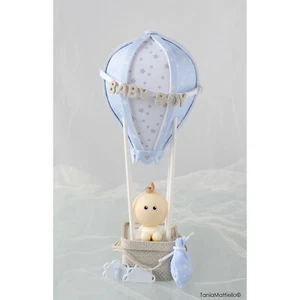 Cake Topper Mongolfiera, Cake Topper Battesimo, Cake Topper Compleanno Bimbo - Foto 1 di 8