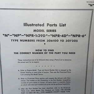 Vintage Briggs Stratton Illustrated Parts List Models N -NPR-6 306100-307305 - Picture 1 of 2