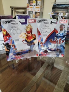 🙂 Hot Wheels Charakterautos Marvel Captain America + Captain Marvel *Y23 🙂 - Bild 1 von 4