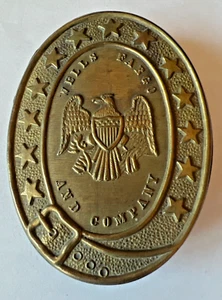Antike Wells Fargo & Co. Messing Gürtelschnalle Overland Contract James R. Hill - Bild 1 von 3