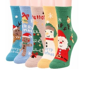 5 Pairs Fuzzy Socks for Women Adult Christmas Holiday Socks Warm Winter Cozy ... - Picture 1 of 6