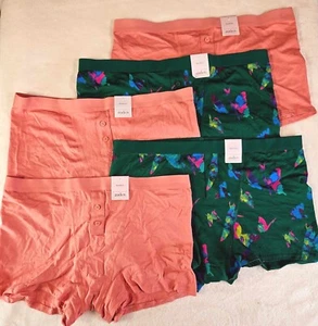 Auden 5pk Cotton Front Placket Boy Shorts Underwear Women Large Pink/Green - Picture 1 of 9