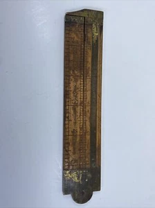 Vintage Stanley Boxwood, Brass Rule, Ruler No 36 1/2 R, Caliper Folding, 12 inch - Picture 1 of 6