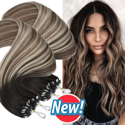 S-NOILITE 200 Strähnen Remy Echthaar Micro Ring Loop Extensions I Bonding Haarverlängerung