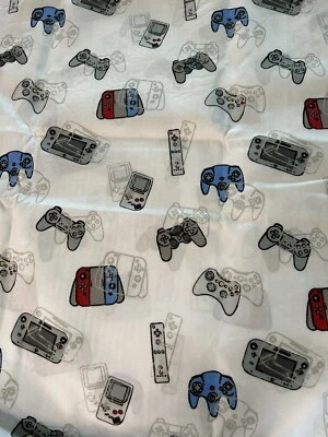 "Sábana plana de poliéster estampada tamaño completo Kid's Rule Gamer solamente (nueva) 81"" X 96""" Foto 1 de 3
