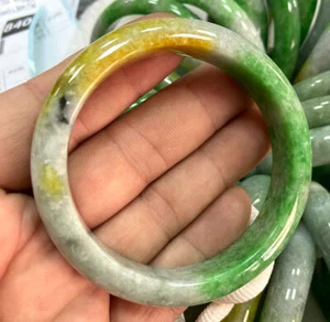 Certified yellow 57-58mm Natural Grade A Burma Jade jadeite Bangle Bracelet - Picture 1 of 1