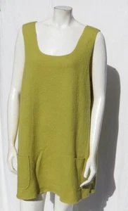 CUT LOOSE USA Women’s XL Wasabi Green 100% Wool Boiled Vest Tunic Top Sweater - Picture 1 of 6