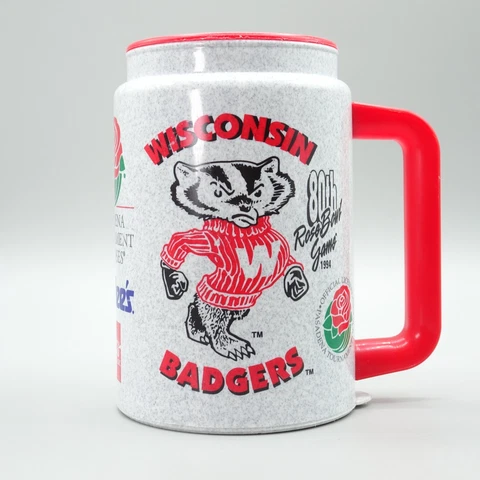 Vintage Wisconsin Badgers 1994 Rose Bowl Mug Coffee Cup Whirley Hardees Coke Cover