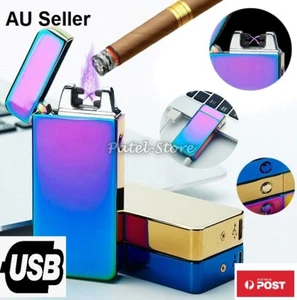Windproof Lighter USB Rechargeable Double Arc Flameless Plasma Torch Electric AU - Picture 1 of 5