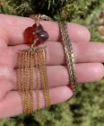 Sterling Silver 14K Gold Plated Natural Carnelian Necklace 17