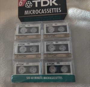 6 Pack TDK MC 60 Microcassette Tapes Blank - Picture 1 of 4