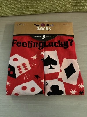 Hallmark 扑克袜 Toe Of A Kind 船袜 感觉幸运扑克 赌徒 骰子 — 第 1/4 张图片