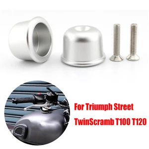 Handlebar Grips Handle Bar Cap End Plug For Street Twin Cup Speed T100 T120 - Picture 1 of 10