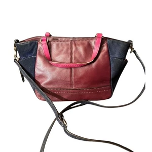 Coach Patchwork Quilted Shoulder Bag – Pink Burgundy Denim with Hang Tag - Picture 1 of 9