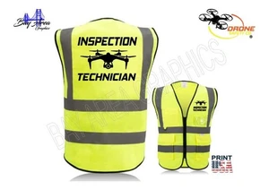 INSPECTION TECHNICIAN  High Visibility Safety Vest  REFLECTIVE+POCKETS - Picture 1 of 4