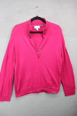 Foxcroft Pink Long Sleeve 1/4 Zip Pullover Sweater-XXL-Minimalist-Preppy - Image 1 of 4