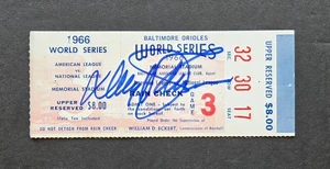 Biglietto baseball Orioles vs Dodgers 1966 World Series stub firmato da Dave Johnson - Foto 1 di 5