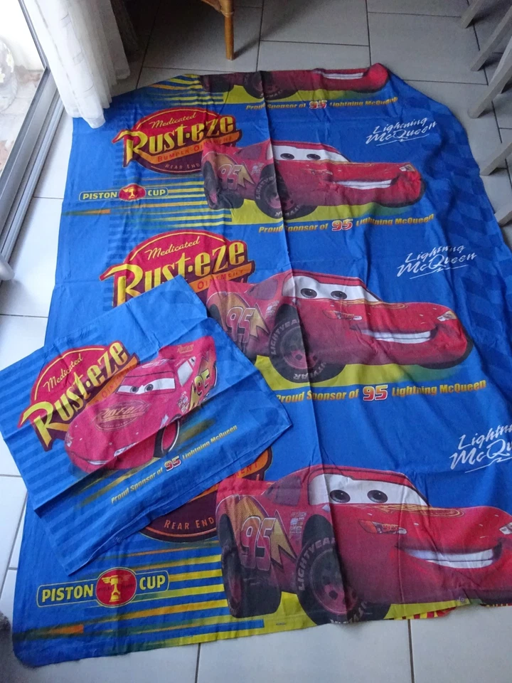 Parure de lit 1 personne Cars housse de couette 90X 190 cm en très bon état - Photo 1/2