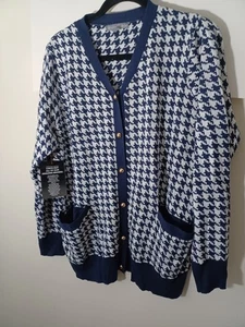 Jessica London Navyblue/White Houndstooth Cardigan New Size 18/20 Large - Picture 1 of 11