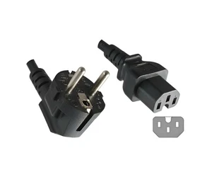 DINIC Netzkabel Schuko auf Warmgerätestecker, Stromkabel C15, schwarz, 5m - Bild 1 von 4