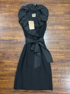 Nue By Shani Ruffle Collar Cocktail Dress Built-in Shapewear Size 4 Black NEW - Picture 1 of 11