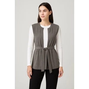 Ann Taylor Weste vorne offen ärmellos Strickpullover grau M Academia Preppy 89-29 - Bild 1 von 16