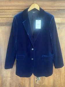 $525 Mens THEORY Blueberry Drape Velvet Slim Fit Dinner Jacket UK 10 US 40 - Picture 1 of 15