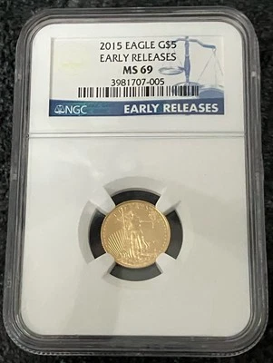 2015 G$5 1/10 oz American Gold Eagle MS-69 NGC Early Release Philadelphia Mint - Image 1 of 2