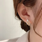 1pair Luxury Shell Zircon Earrings Korean Style Fashion Double Layer Earrings