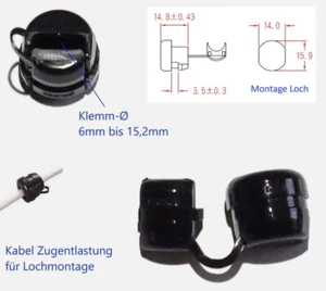max. Ø 8,2mm Kabel Zugentlastung für Lochmontage 15,9x14mmx3,5 #11 - Bild 1 von 2