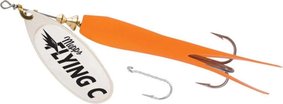 Mepps 5/8 Flying C Hot Orange Silver Fishing Spinning Lure Single & Treble Hook