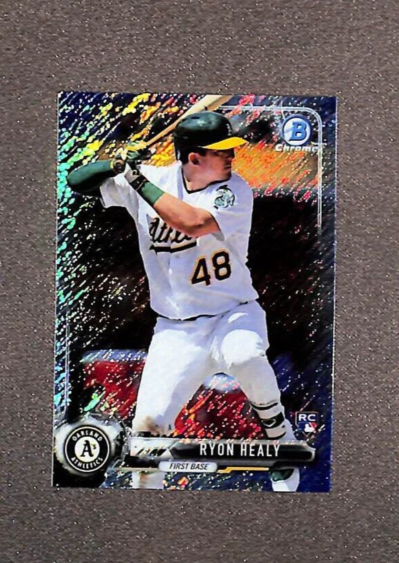 2017 Bowman Chrome #35 Ryon Healy Rookie RC Blue Shimmer SP #/150 - Oakland A's  - Image 1 of 3