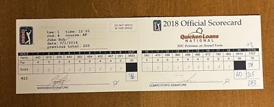 2018 Quicken Loans Used Scorecard John Huh -  Rickie Fowler Marker Auto Signed - Image 1 of 2