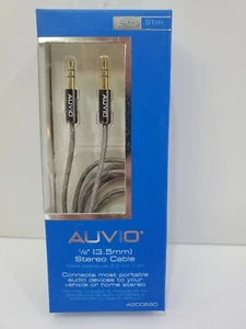 AUVIO 3-Foot (3.5mm) 1/8" Braided Stereo Cable BRAND NEW Gray mesh covering  - Picture 1 of 4